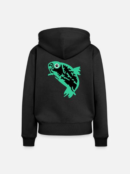 Forelle / Trout (3c) - Frauen Premium Bio Zip Hoodie - Schwarz