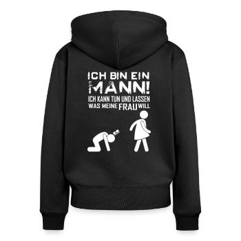 Mann Frau verheiratet Beziehung lustig - Frauen Premium Bio Zip Hoodie - Schwarz - Hinten - Julia (174cm)