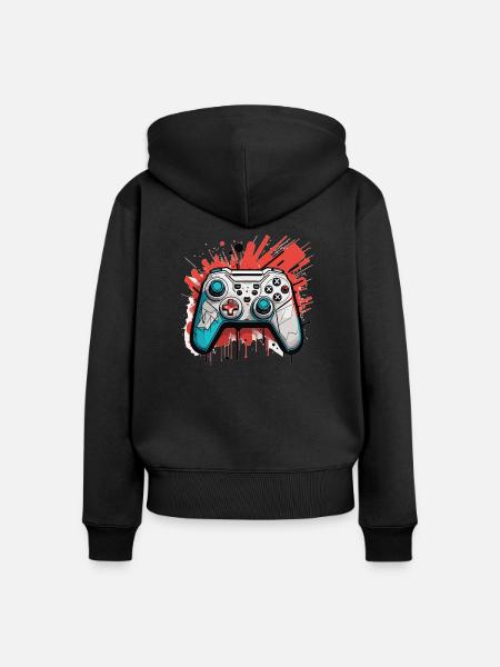 Gaming Controller - Frauen Premium Bio Zip Hoodie - Schwarz