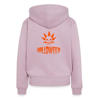 Halloweed - Halloween Cannabis Marihuana THC CBD - Frauen Premium Bio Zip Hoodie - Altrosa - Hinten - Julia (174cm)