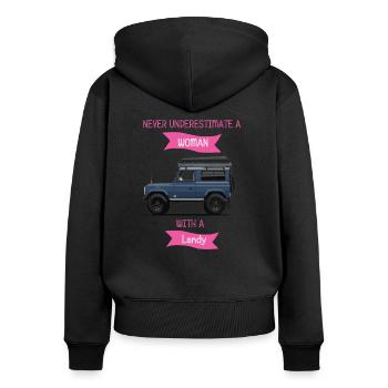 Never underestimate a woman with a Landy - Women's Premium Organic Zip Hoodie - black - Back - Julia (174cm)