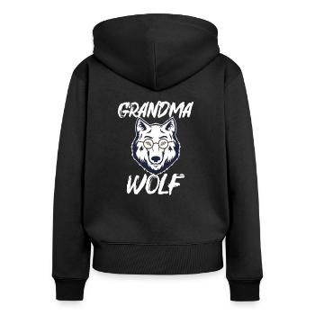 Cadeau de lunettes de grand-loup blanc Direwolf - Sweat à capuche zippé Premium bio Femme - noir - Dos - Julia (174cm)