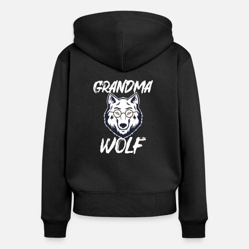 Cadeau de lunettes de grand-loup blanc Direwolf - Sweat à capuche zippé Premium bio Femme - noir