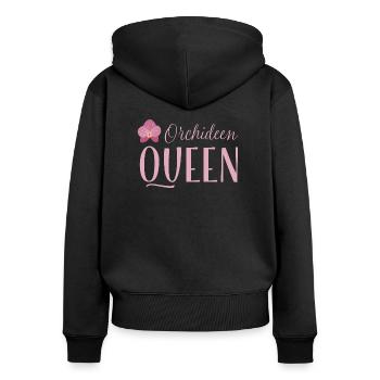 Orchideen Queen | Blumen Orchideen Königin - Frauen Premium Bio Zip Hoodie - Schwarz - Hinten - Julia (174cm)