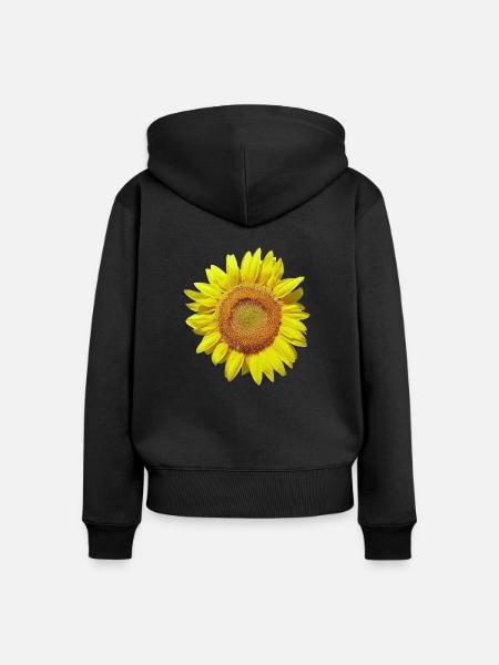 Sonnenblume - Frauen Premium Bio Zip Hoodie - Schwarz