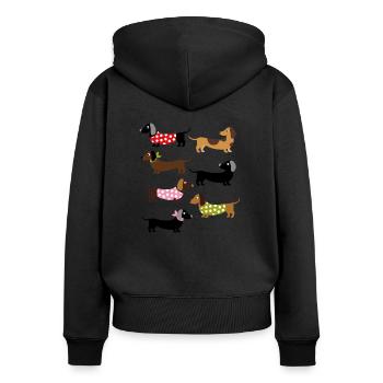 COLORFUL Dachshund - Women's Premium Organic Zip Hoodie - black - Back - Julia (174cm)