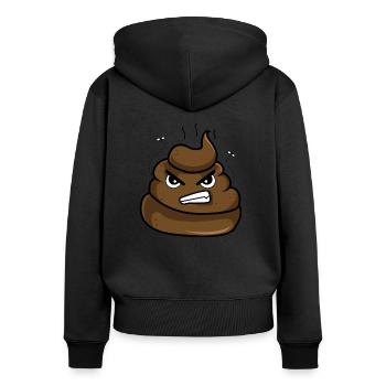 Angry Poop - Frauen Premium Bio Zip Hoodie - Schwarz - Hinten - Julia (174cm)