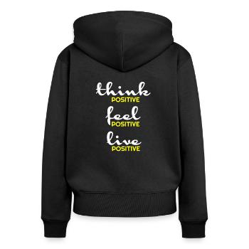 Pensée positive, positive, t-shirts positifs, hoody - Sweat à capuche zippé Premium bio Femme - noir - Dos - Julia (174cm)