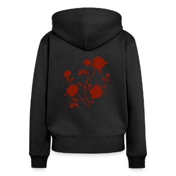 Flowers and Roses - Sweat à capuche zippé Premium bio Femme - noir - Dos - Julia (174cm)