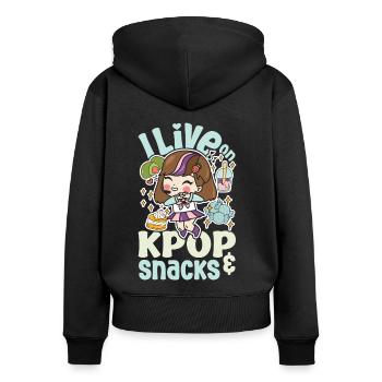 Motif coréen à la mode pour les fans de K-pop idée cadeau - Sweat à capuche zippé Premium bio Femme - noir - Dos - Julia (174cm)