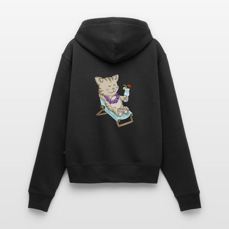Sunbathing comic cat Women's Premium Organic Zip Hoodie