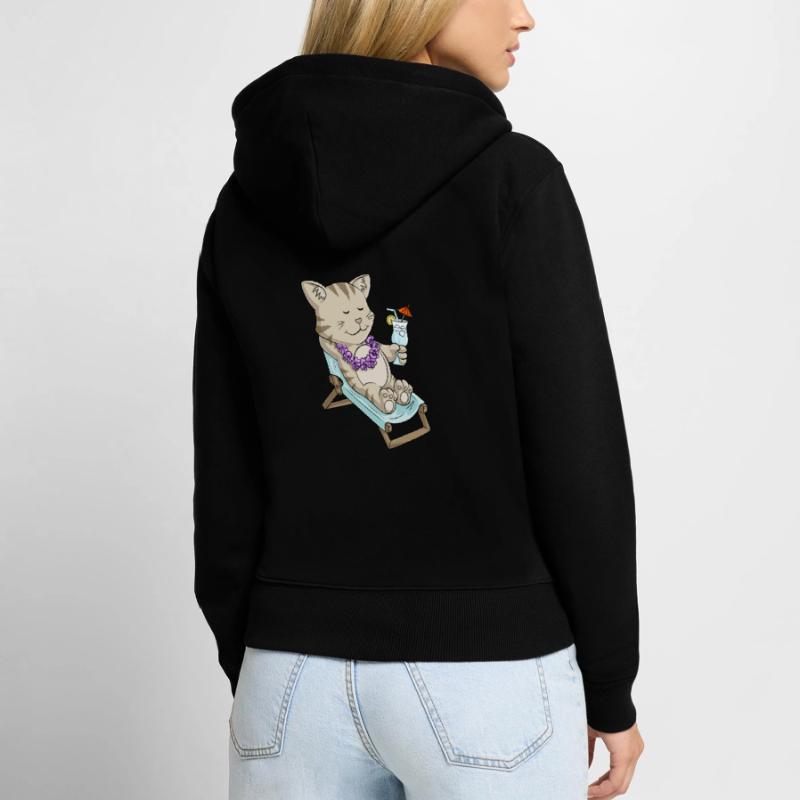 Sunbathing comic cat Women's Premium Organic Zip Hoodie