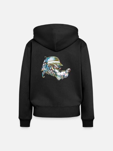 Hund mit Sprengstoff - Frauen Premium Bio Zip Hoodie - Schwarz