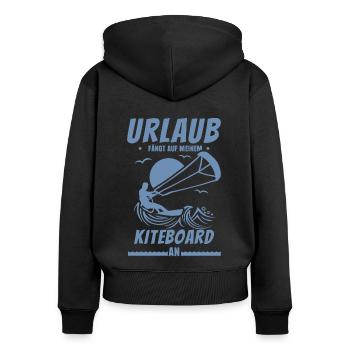 Urlaub fängt auf meinem Kiteboard an - Frauen Premium Bio Zip Hoodie - Schwarz - Hinten - Julia (174cm)
