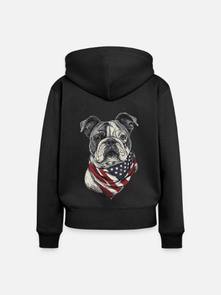 Bulldogge - Frauen Premium Bio Zip Hoodie - Schwarz