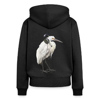 Reiher Vogel - Frauen Premium Bio Zip Hoodie - Schwarz - Hinten - Julia (174cm)