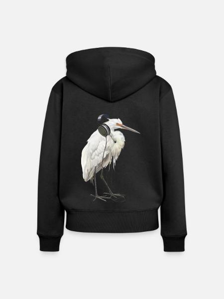 Reiher Vogel - Frauen Premium Bio Zip Hoodie - Schwarz