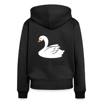 Cute Swan Drawing I Love Swans Kids Love Swans - Sweat à capuche zippé Premium bio Femme - noir - Dos - Julia (174cm)
