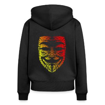 Guy Fawkes Maske - Frauen Premium Bio Zip Hoodie - Schwarz - Hinten - Julia (174cm)