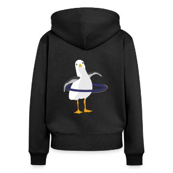 Cute seagull hullern hoop mature - Women's Premium Organic Zip Hoodie - black - Back - Julia (174cm)