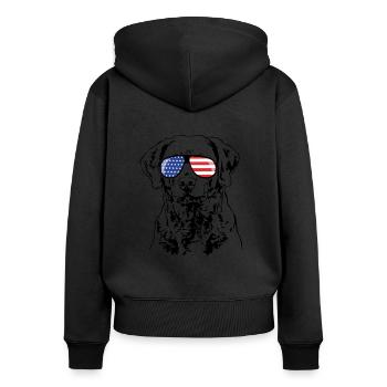 CHESAPEAKE BAY RETRIEVER America Flag Goggles Dog - Sweat à capuche zippé Premium bio Femme - noir - Dos - Julia (174cm)