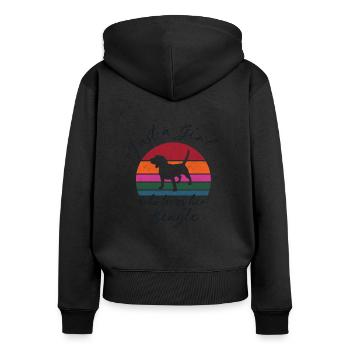 Just a Girl who loves her Beagle - retro sunset - Frauen Premium Bio Zip Hoodie - Schwarz - Hinten - Julia (174cm)