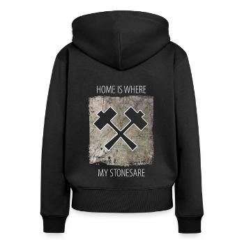 Steinmetz Steinbildhauer Spruch - Frauen Premium Bio Zip Hoodie - Schwarz - Hinten - Julia (174cm)