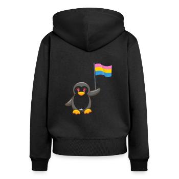 Pan Pride Pingouin pansexuel LGBT - Sweat à capuche zippé Premium bio Femme - noir - Dos - Julia (174cm)