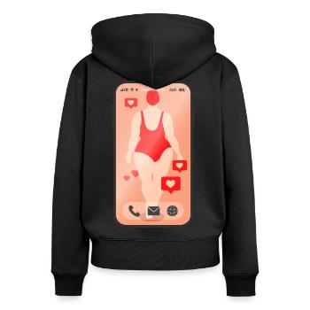 Téléphone portable Femme Smartphone Cadeau - Sweat à capuche zippé Premium bio Femme - noir - Dos - Julia (174cm)