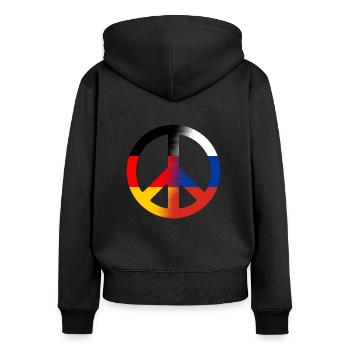 Peace Deutsch- Russland - Frauen Premium Bio Zip Hoodie - Schwarz - Hinten - Julia (174cm)