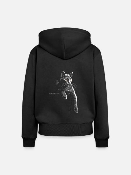 Karthäuserkatze bei Nacht - Frauen Premium Bio Zip Hoodie - Schwarz