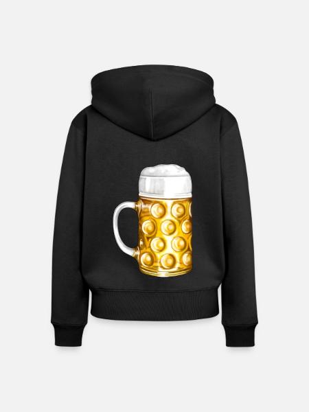 Bier Bierkrug Bierzelt Illustration - Frauen Premium Bio Zip Hoodie - Schwarz