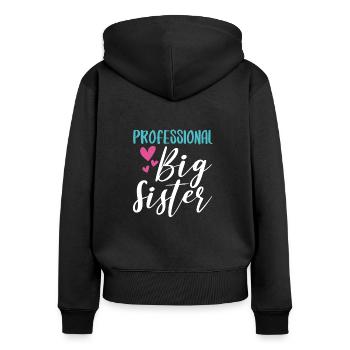Professional Big Sister Große Schwester 2021 - Frauen Premium Bio Zip Hoodie - Schwarz - Hinten - Julia (174cm)