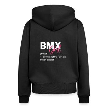 BMX Fille Définition T-Shirt cadeau - Sweat à capuche zippé Premium bio Femme - noir - Dos - Julia (174cm)