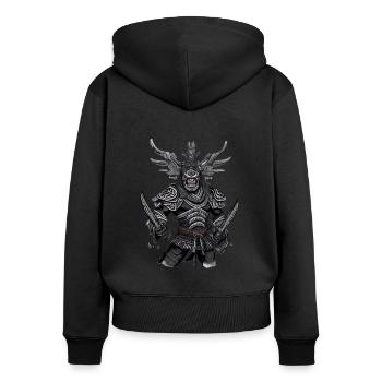 Japon Japonais Samouraï Guerrier Oni Démon - Sweat à capuche zippé Premium bio Femme - noir - Dos - Julia (174cm)