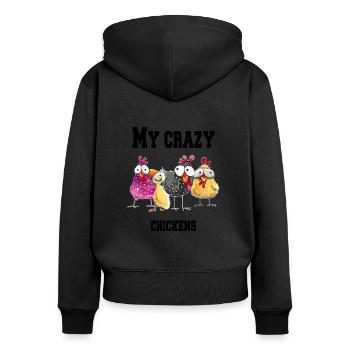 My crazy chickens - Women's Premium Organic Zip Hoodie - black - Back - Julia (174cm)