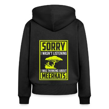 Erdmännchen Niedlich Süß - Frauen Premium Bio Zip Hoodie - Schwarz - Hinten - Julia (174cm)