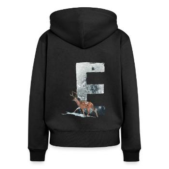 E – caractère décoratif – hiver - Sweat à capuche zippé Premium bio Femme - noir - Dos - Julia (174cm)