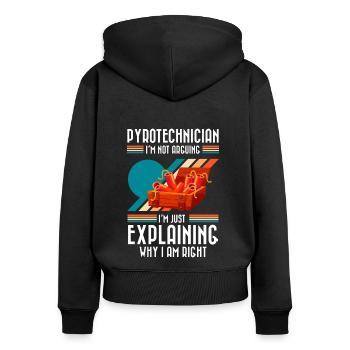 Pyro Pyrotechniker Ultras Feuerwerker - Frauen Premium Bio Zip Hoodie - Schwarz - Hinten - Julia (174cm)