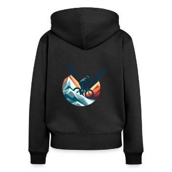 Trail Addict - Mountainbike Design - Frauen Premium Bio Zip Hoodie - Schwarz - Hinten - Julia (174cm)