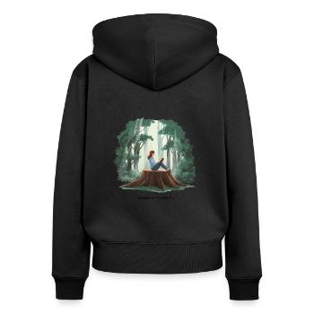 La lecture est ma thérapie – Livres et relaxation - Sweat à capuche zippé Premium bio Femme - noir - Dos - Julia (174cm)