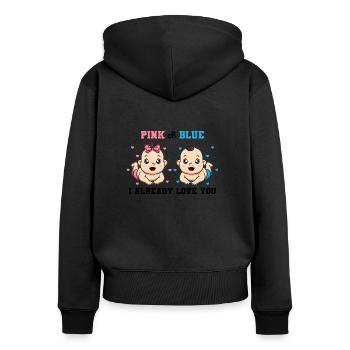 Bébé shower baby party garçon fille mère père - Sweat à capuche zippé Premium bio Femme - noir - Dos - Julia (174cm)