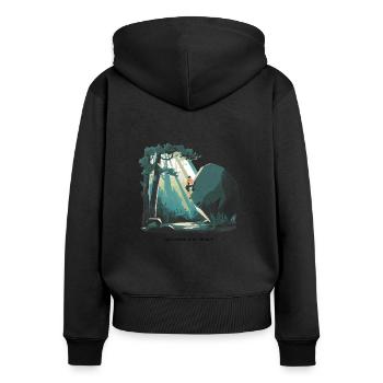 Bouldering is My Therapy – Klettern in der Natur - Frauen Premium Bio Zip Hoodie - Schwarz - Hinten - Julia (174cm)