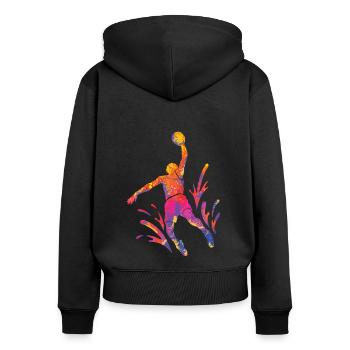 Basketteur Coloré Paint Slam Dunk Sports - Sweat à capuche zippé Premium bio Femme - noir - Dos - Julia (174cm)