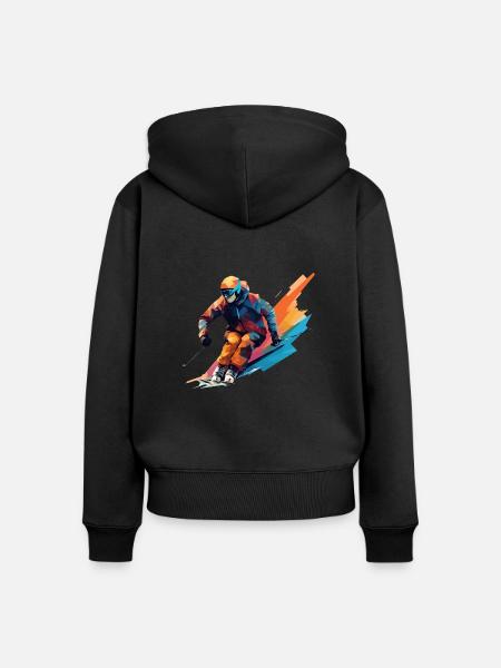 Skidesign - Frauen Premium Bio Zip Hoodie - Schwarz