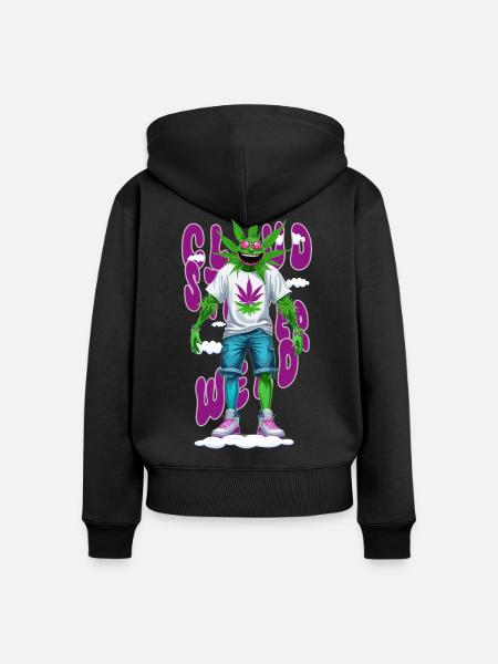 Wolkenstürmer Weed - Frauen Premium Bio Zip Hoodie - Schwarz