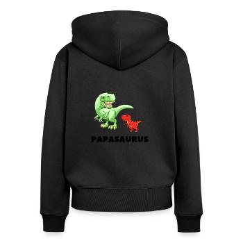 Papa Vater Geburt Vaterschaft Papasaurus - Frauen Premium Bio Zip Hoodie - Schwarz - Hinten - Julia (174cm)