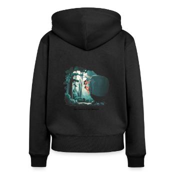 Bouldering is My Therapy – Klettern in der Natur - Frauen Premium Bio Zip Hoodie - Schwarz - Hinten - Julia (174cm)