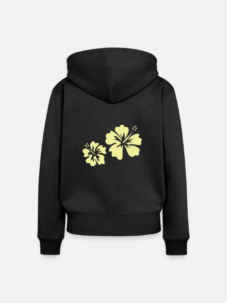 Gelber Hibiskus - Frauen Premium Bio Zip Hoodie - Schwarz