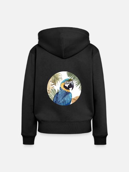 Blau-Gold Ara - Frauen Premium Bio Zip Hoodie - Schwarz